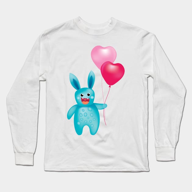 Cute Aqua Monster Long Sleeve T-Shirt by SWON Design